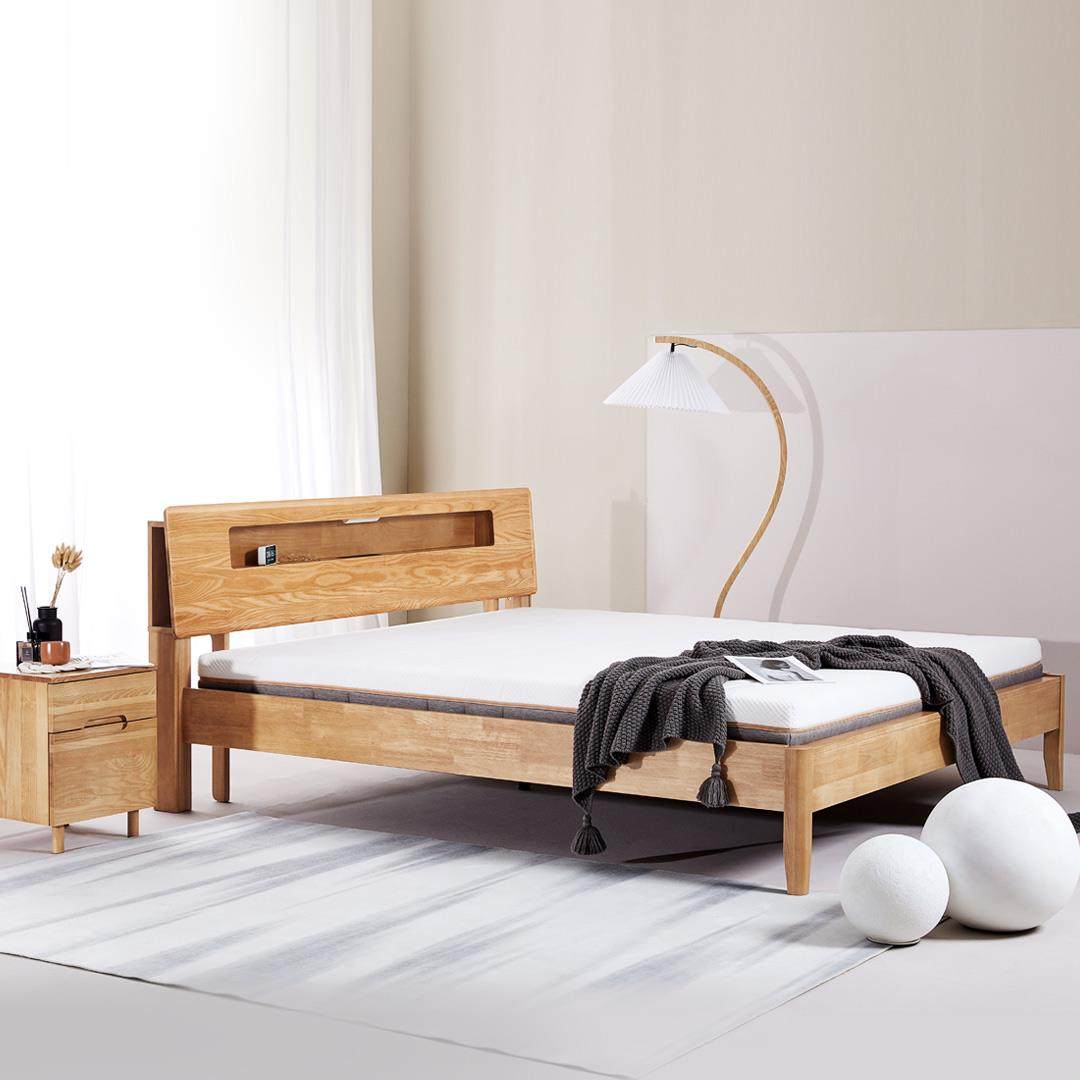 8 8H现代简约实木床北美进口灰木1.8米斯堪的纳维亚双人床主卧大