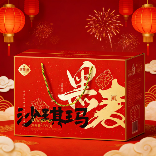 【1箱150包】熙景源黑麦沙琪玛年货礼盒春节送礼1350g