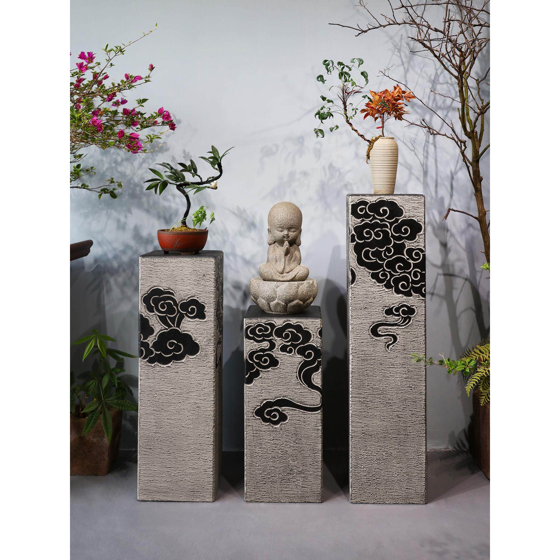 新中式祥云展示柱仿石墩子摆件底座客厅玄关落地装饰庭院花园布置,家居饰品,落地摆件,淘宝优惠券,粉丝福利购,淘宝优惠卷