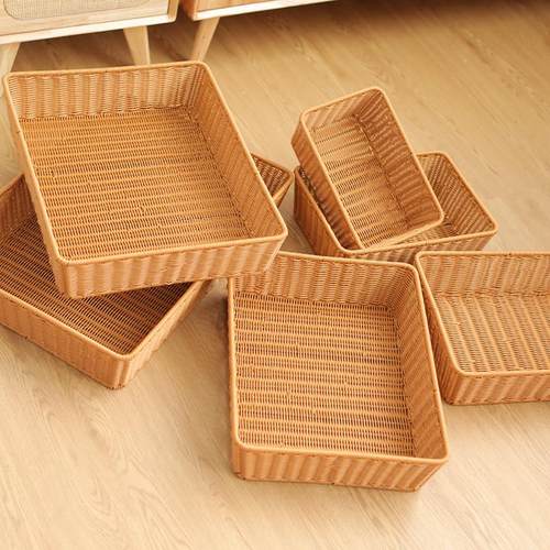 塑料编收纳筐大号厨房洗菜沥水篮摆放零食水果篮长方形超市货架篮