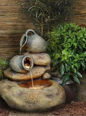 室户外花园庭院室外阳台流水假山喷泉落地会所风水轮水景装饰摆件