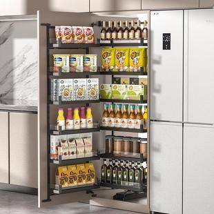 拉篮厨房橱柜高柜大怪物拉篮高深开门式多层联动零食柜储物篮阻尼