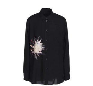 【现货】山本风暗黑系夜之女王花卉印花衬衣男女同款