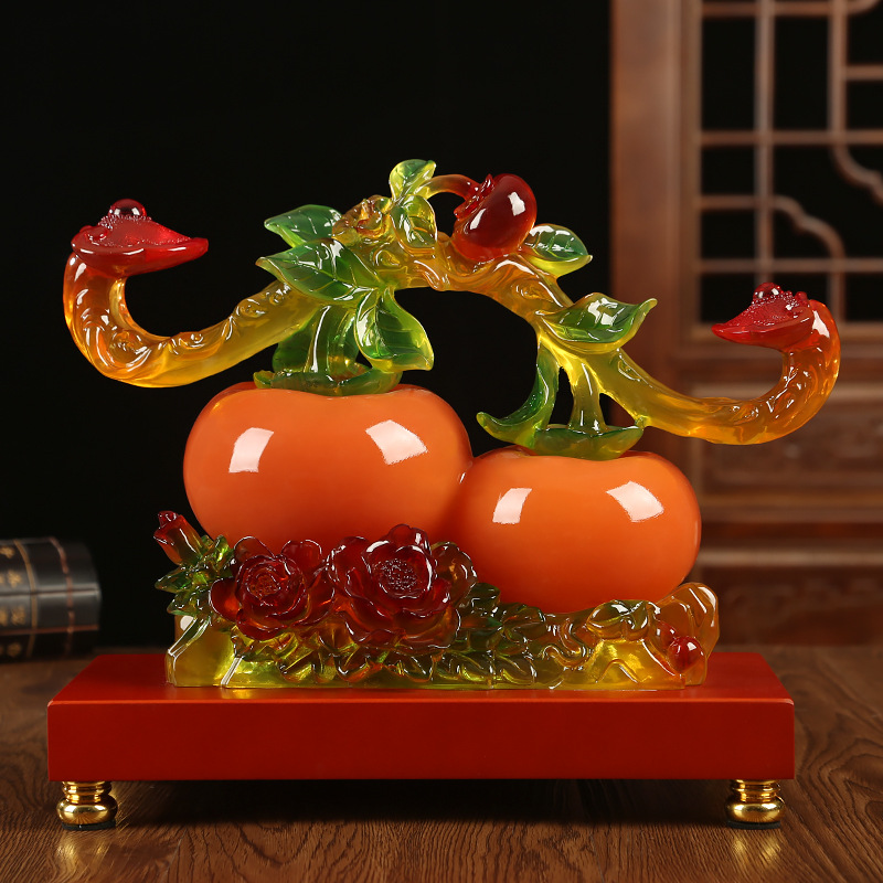 中式事事如意柿子摆件客厅摆放玄