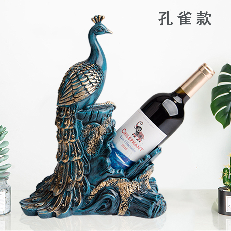 仿木孔雀酒架装饰工艺品仿青铜居