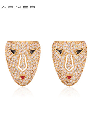 Joseph Warner宫廷风玛雅文明面型耳环女满钻高级感夸张复古耳饰