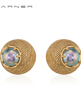 Joseph Warner爱的华尔兹耳钉复古小众金色半球耳环中古宫廷耳环