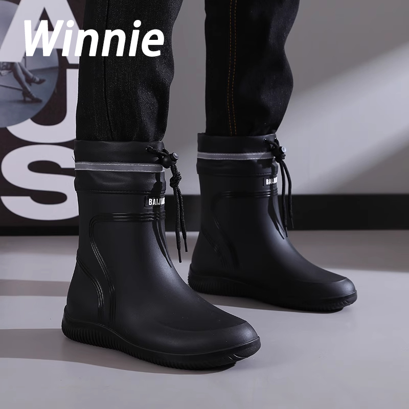 德国新款雨鞋男女收口防雨防水鞋短中筒防滑耐磨雨靴束口水靴胶鞋,流行男鞋,雨鞋,淘宝优惠券,粉丝福利购,淘宝优惠卷