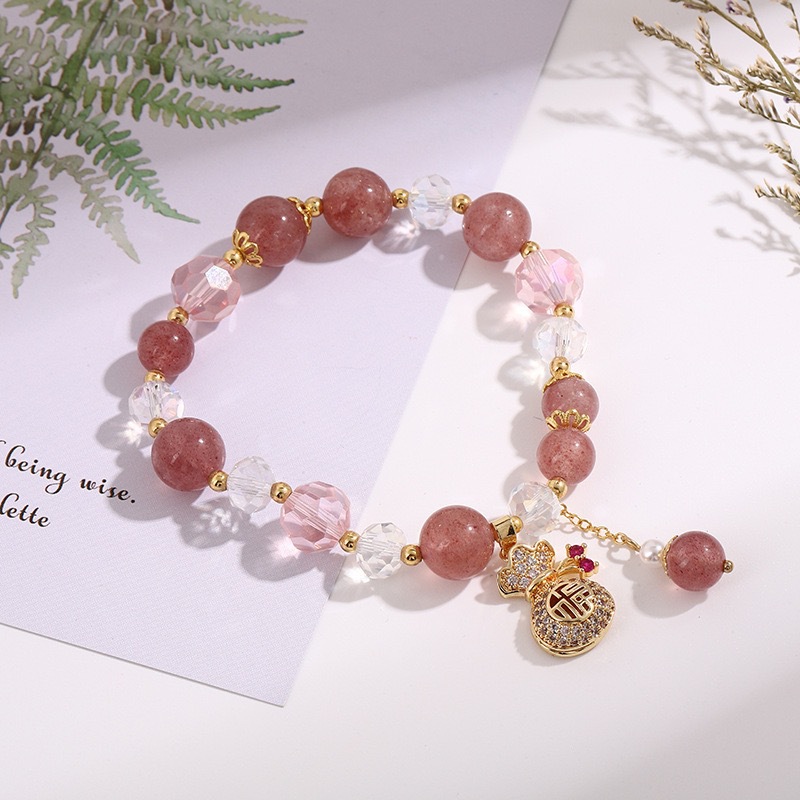 天然草莓晶手链女闺蜜礼物手饰