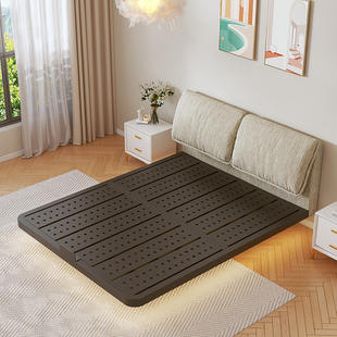 雪尼尔大象耳朵布艺软包床碳素钢悬浮床架1米8主卧大床家用可拆洗