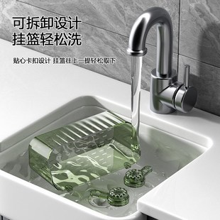 轻奢免打孔壁吸盘浴室卫t生间置物架洗手漱台牙刷牙膏收纳筐盒筒