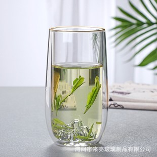 加厚隔热杯泡茶杯创H意观山高档办公室家用杯 耐热双层玻璃杯新款
