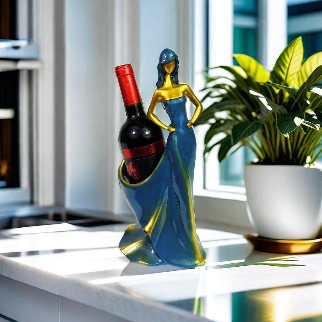 工厂直发模特侍女红酒装饰树脂客厅摆件家居工艺品高档架桌面酒柜