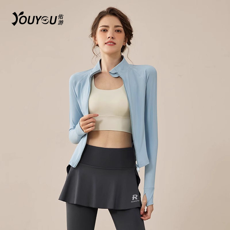 佑游瑜伽服女春季外套修身运动跑步普拉提训练健身服长袖上衣图片