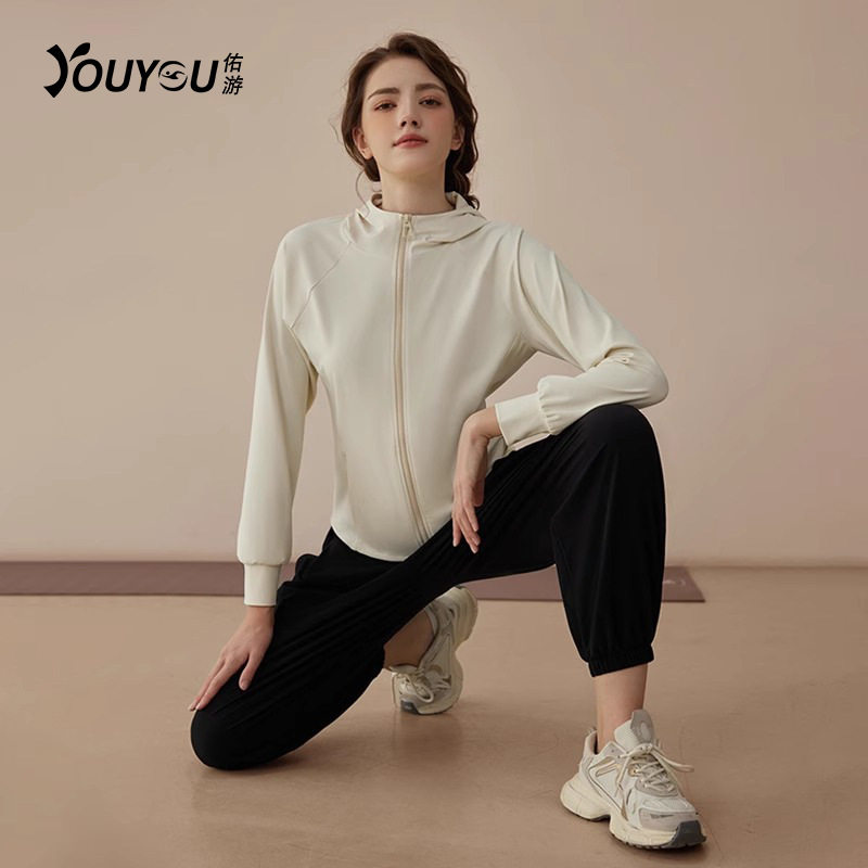 佑游瑜伽服外套女2025新款春秋户外运动跑步健身训练连帽上衣套装图片