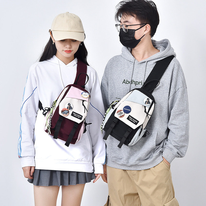 胸包男士斜挎包时尚百搭男款运动帆布挎包单肩背包男包轻量胸前