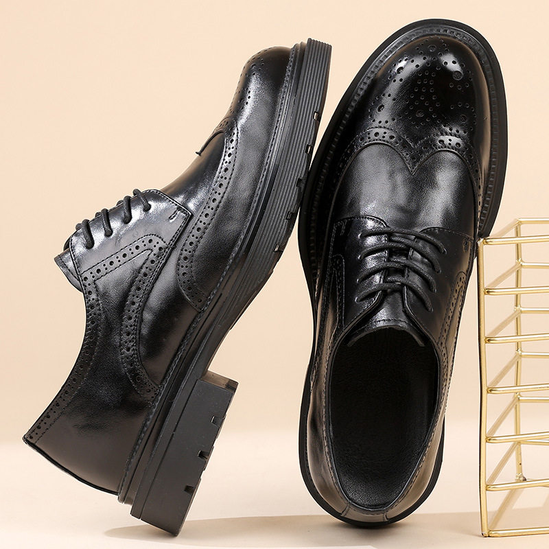 2026春季新款商务休闲皮鞋男士皮鞋头层牛皮高档布洛克鞋真皮男鞋