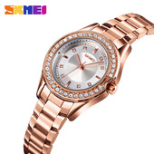时刻美SKMEI厂家直营镶钻圈优雅韩版 防水女士石英手表