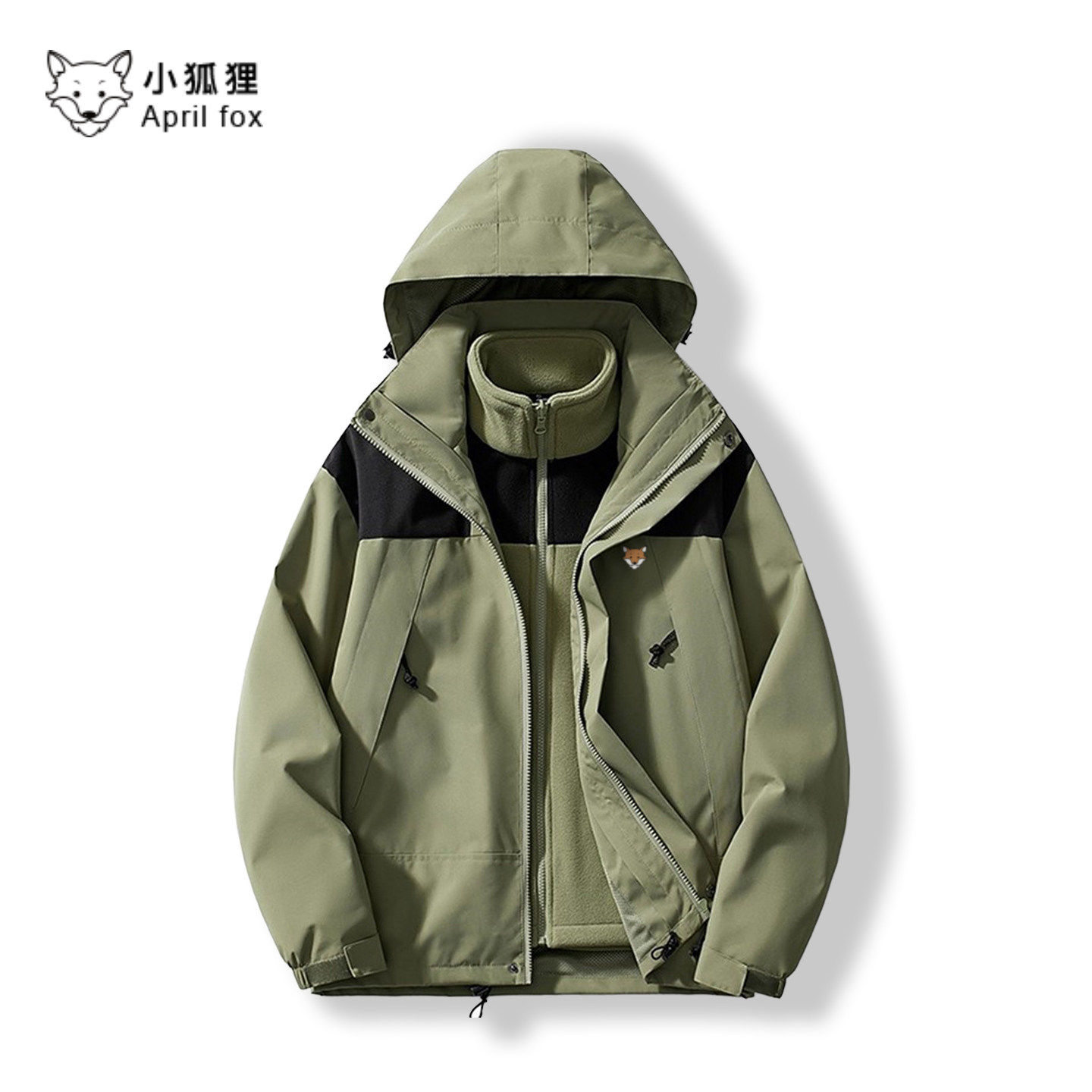 英国小狐狸户外运动冲锋衣男女同款2025春秋款休闲夹克三合一百搭