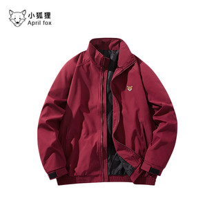 英国小狐狸时尚春秋季男夹克宽松红色本命年休闲百搭棒球服飞行服