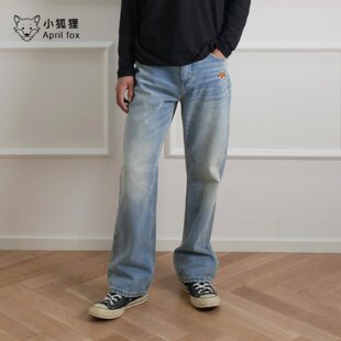 fit clean 英国小狐狸冰蓝色微喇517牛仔裤 水洗做旧Vintage牛仔裤