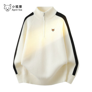 毛线衣服针 套头打底衫 英国小狐狸半开襟拉链毛衣男秋冬季 2025新款