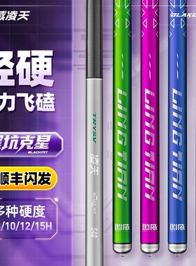 创威凌天二代黑坑钓鱼竿6/8/10/15H超轻超硬19调碳素台钓手杆黑棍