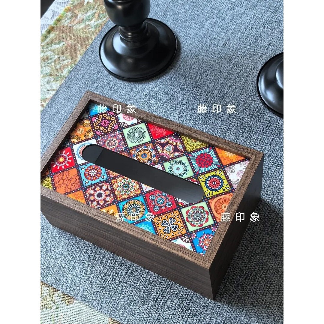 波西米亚新中式抽纸盒客厅饭店酒店卧室边几茶几高档餐巾纸收纳盒
