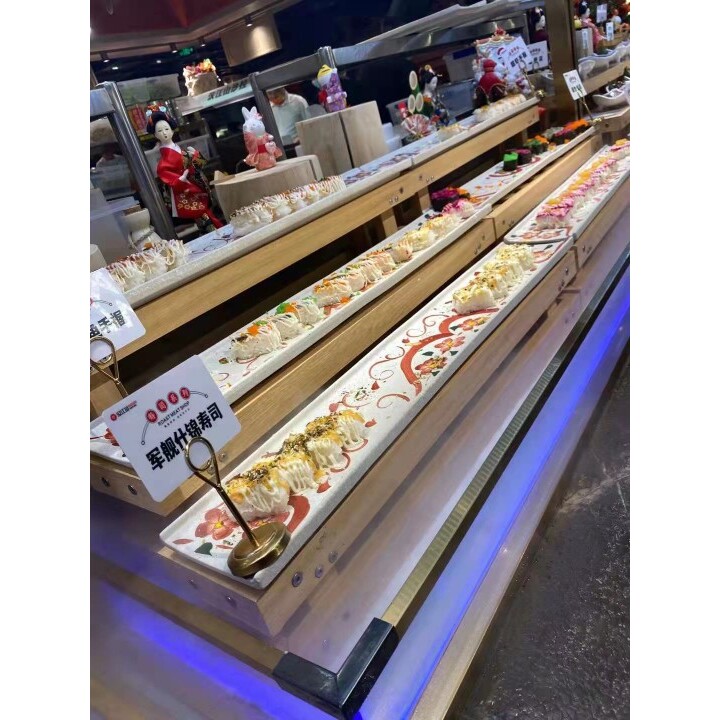 微瑕日式料理陶瓷餐具74厘米超长寿司盘细长条鱼盘自助餐展示盘碟
