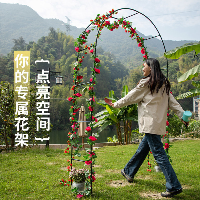 花支架爬藤架花架子室内家用庭院月季杆圆形花架子圆形门拱门蔷薇
