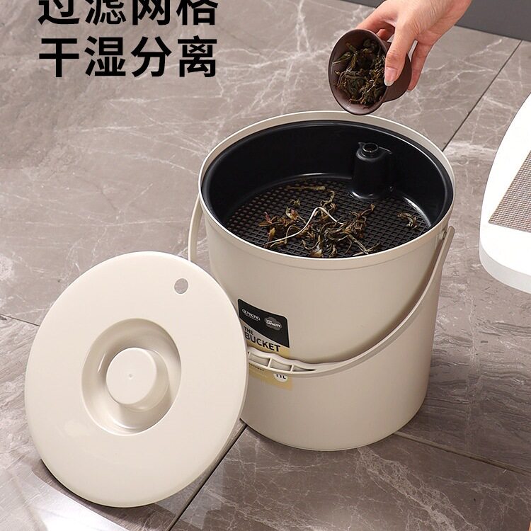 茶水桶废水桶茶台垃圾茶渣桶带盖茶具配件茶叶过滤大容量茶道茶桶