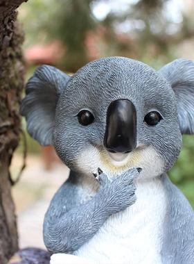 树挂工艺品新款考拉挂件创意太阳能摆件庭院花园动物树脂景观定制