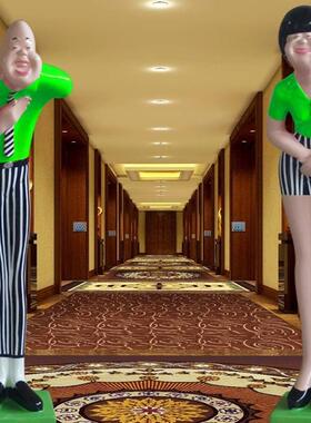 定制玻璃钢彩绘鞠躬迎宾人物雕塑酒店门口招财创意商场树脂摆件