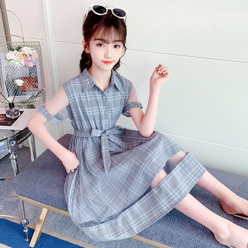 女童夏装连衣裙2025新款大童女孩洋气儿童小学生短袖网红裙子爆款