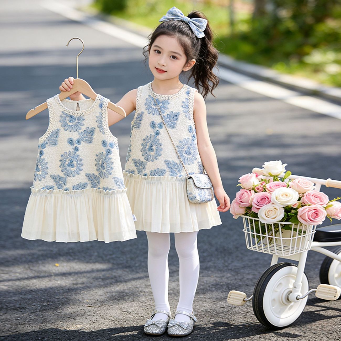 女童连衣裙2026夏季新款儿童纱裙洋气时尚女孩裙子宝宝背心裙夏装