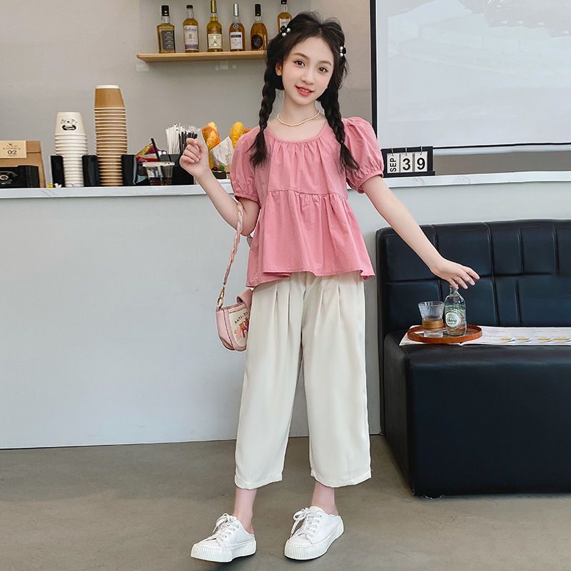 女童套装夏款洋气薄款2025新款儿童装韩版夏装时髦网红短袖两件套