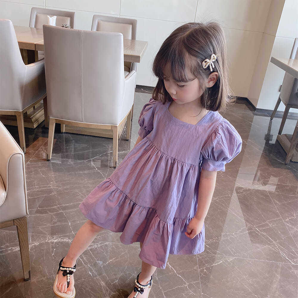 2025夏款女童连衣裙新品韩版儿童洋气女宝宝泡泡袖女中童幼儿裙子