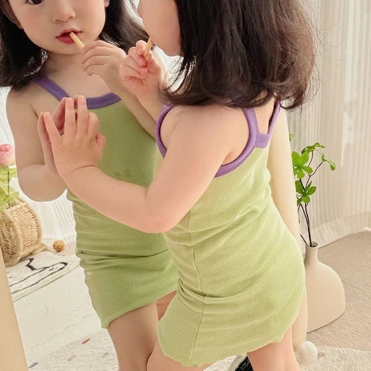 女童睡裙冰丝夏季无袖裙儿童冰丝薄款睡衣宝宝女孩吊带裙子家居服