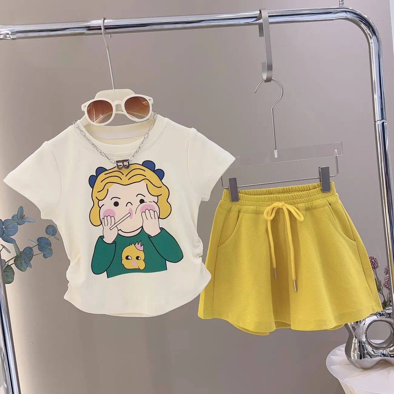 女童夏装套装2026新款儿童短袖T恤裙子两件套宝宝夏季衣服两件套