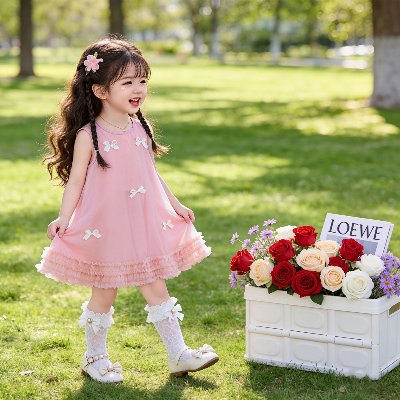 女童公主裙无袖夏装网纱连衣裙2026新款甜美宝宝夏款蝴蝶结裙子潮