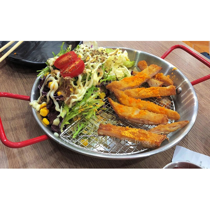 。paella不锈钢西班牙海鲜饭锅卜卜贝平底锅烩饭意面炸鸡盘小龙虾
