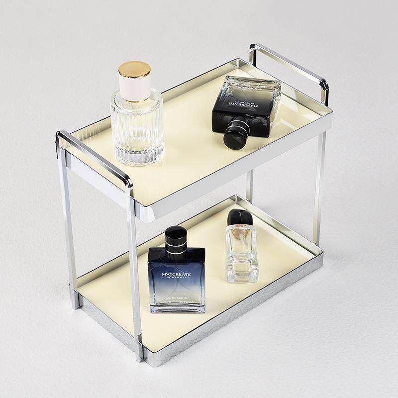 轻奢双层桌面银色置物架厨房卫生间玄关化妆品水杯亚克力收纳架,收纳整理,书桌收纳置物架,淘宝优惠券,粉丝福利购,淘宝优惠卷