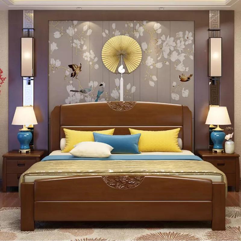 厂家销全实木床 现直代中橡木双DB009式人床1.8米卧室家具高箱储