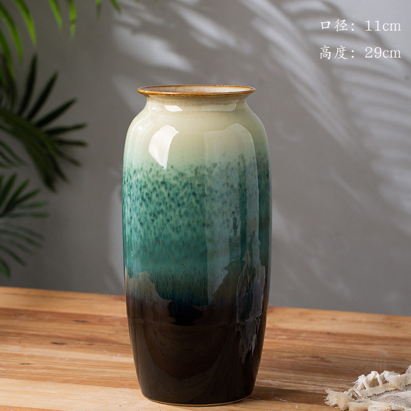 现代简约水培陶瓷花瓶摆件客厅插花干花复古富贵竹轻奢花盆花器