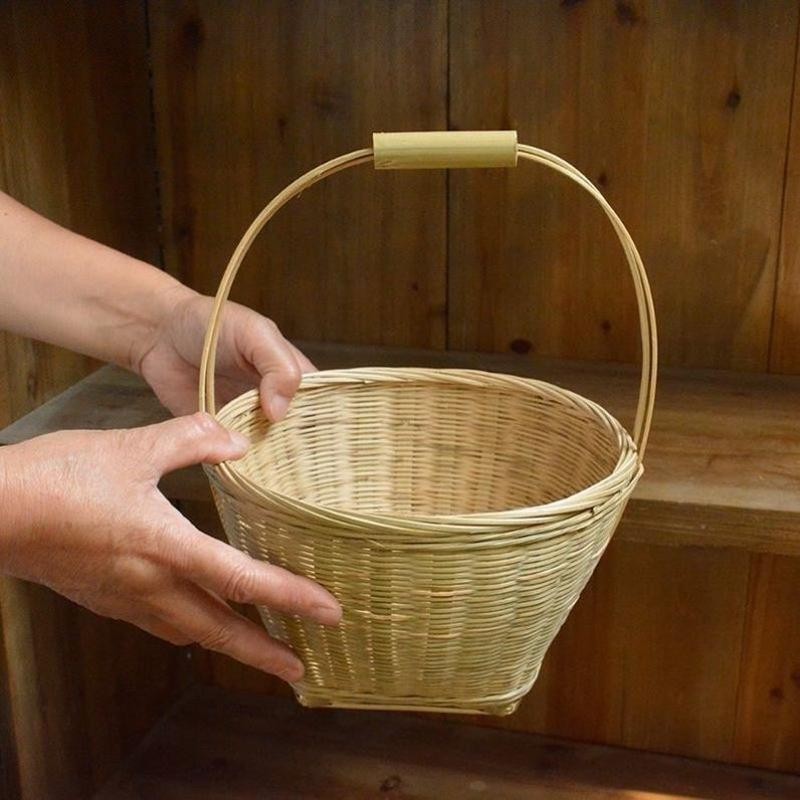 手工编菜蓝子农村老式竹篮子挖野菜篮子竹篮子摆摊小提篮采摘篮竹