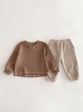 韩童洋新品秋季男女童休闲儿卫衣气套装长袖T版GZ503恤秋冬刺绣棉