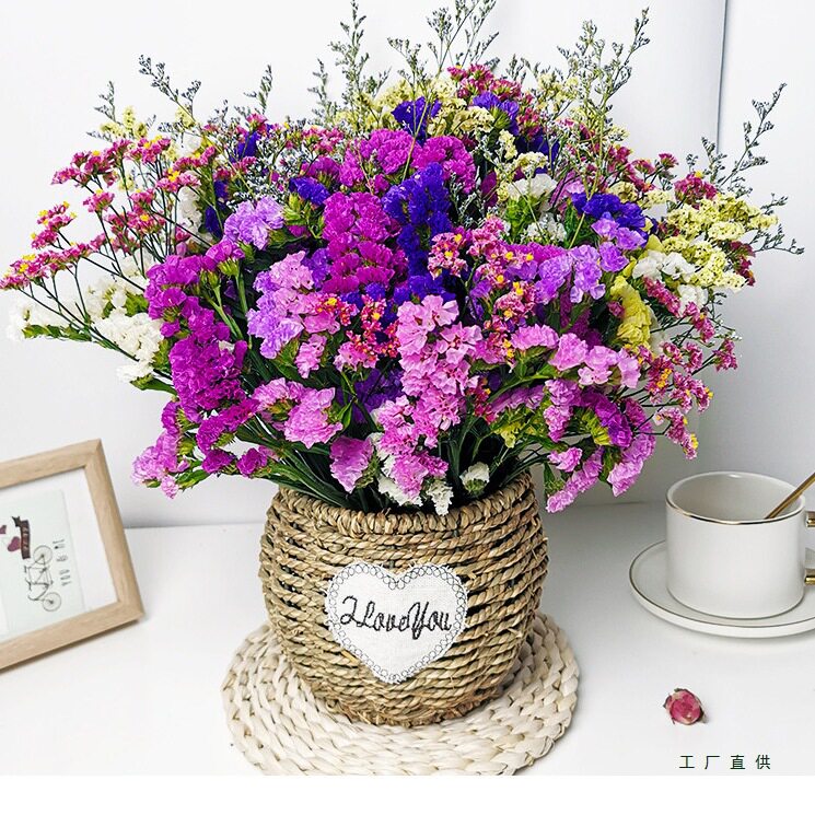 勿忘我含花篮【30枝左右花+送花篮】干花花束真花自然风干家居客