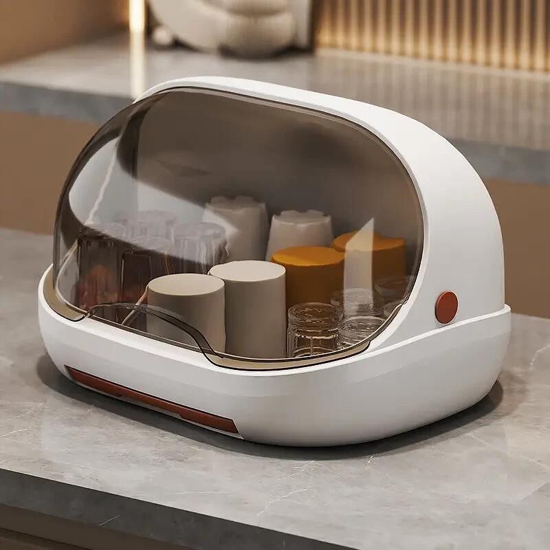 桌面杯子收纳置物架带盖防尘水杯奶瓶收纳盒玻璃杯沥水托盘水杯架