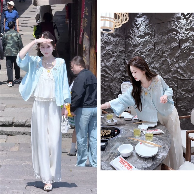 《赛里木湖》一汪蓝色!刺绣国风小衫 TTH2SX263