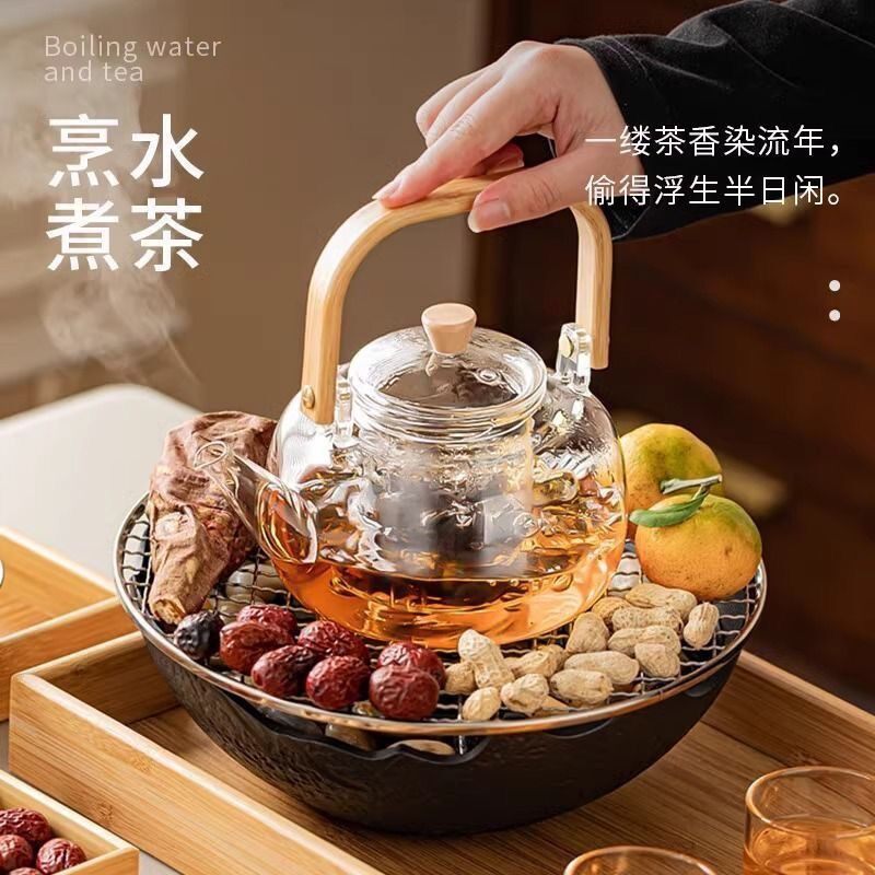 围炉煮茶家用室内罐罐茶烤茶玻璃茶壶泡茶电陶炉煮茶器煮茶一整套
